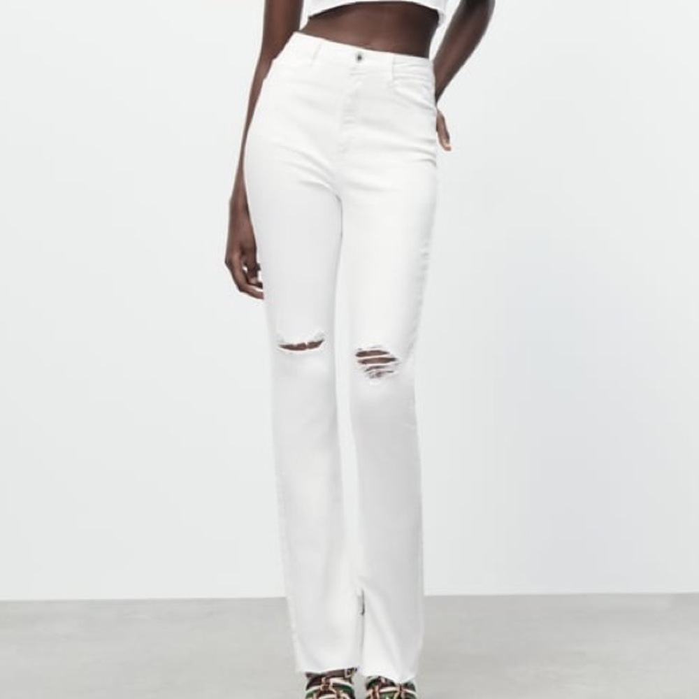 Zara Slim Flare white jeans